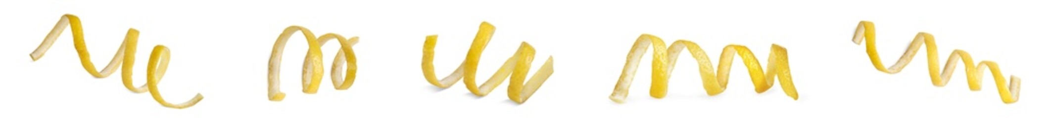 Set with lemon zest on white background. Banner design
