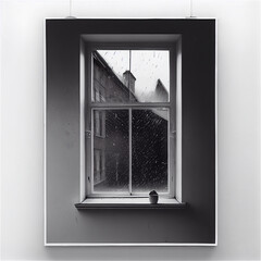 Window view on a rainy day