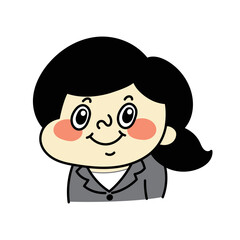 笑顔のコミカルな女性キャラクターイラスト素材　ビジネス