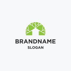Fototapeta premium Eco home logo design. Abstract tree home line icon. Forest cabin nature emblem. Sustainable building symbol. Vector illustration.