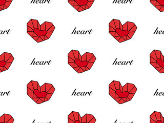 Heart cartoon character seamless pattern on white background