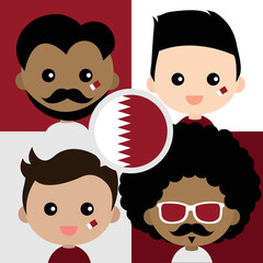 Group of cute supporters for Qatar
