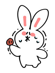 すっぱい梅干しを食べるゆるうさぎのイラスト素材