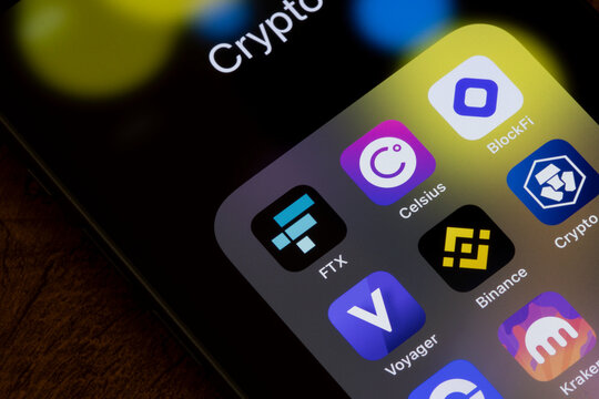 Portland, OR, USA - Nov 27, 2022: FTX app is seen among crypto apps on an iPhone. After major crypto exchange FTX filed for bankruptcy protection, the crypto industry is bracing for further fallout.
