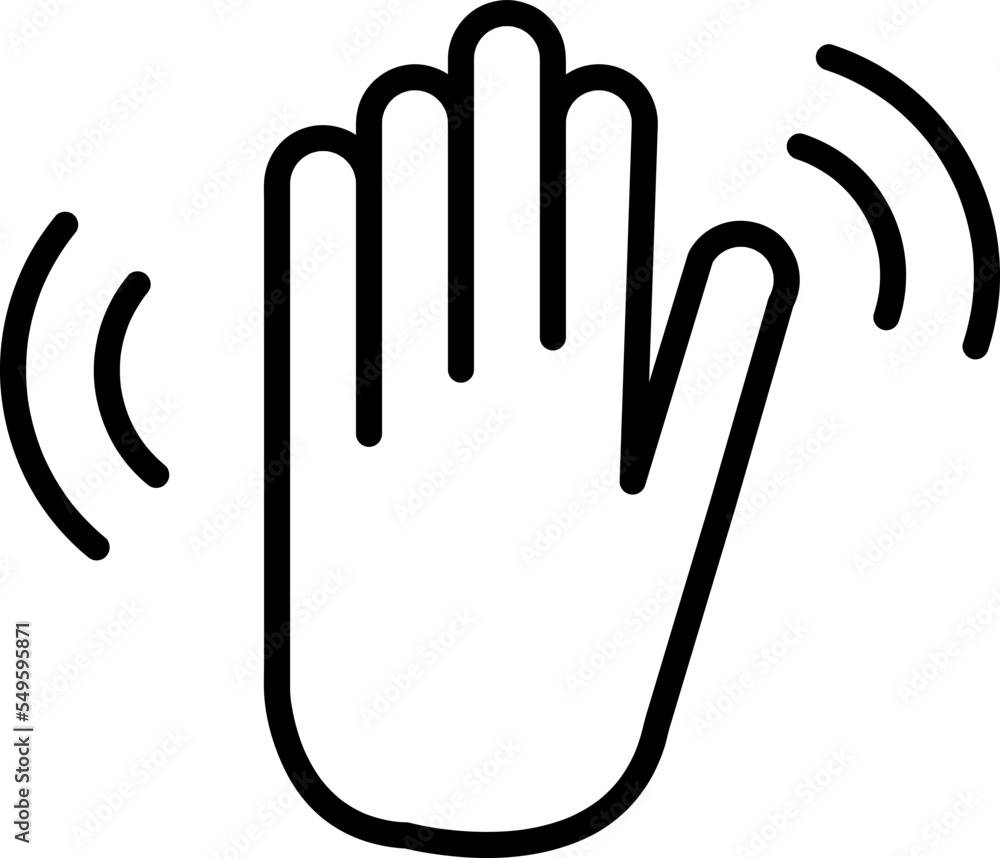 Poster hand wave vector icon, bye symbol. simple, flat design for web or mobile app on white background..ep