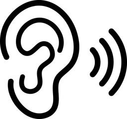 Ear vector icon, hearing symbol. Simple, flat design for web or mobile app 