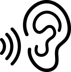 Ear vector icon, hearing symbol. Simple, flat design for web or mobile app 