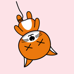 Obraz premium Cute orange cat character premium vector illustration