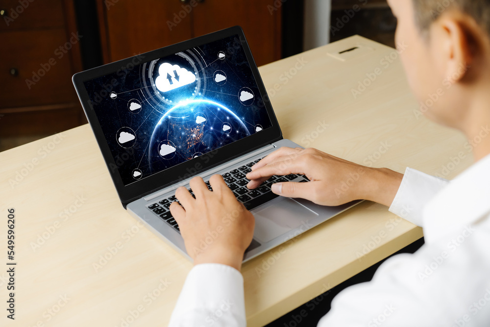 Poster cloud computing software for modish remote work and personal data storage