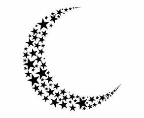 a crescent moon formed from stars