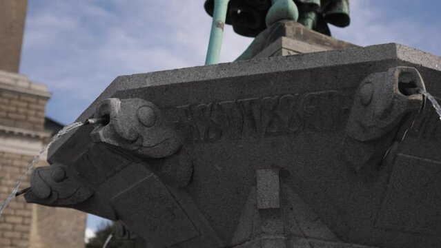 Fountain of Asmussen Woldsen memorial in Husum Germany