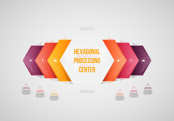 Hexagonal Center Processing Infographic