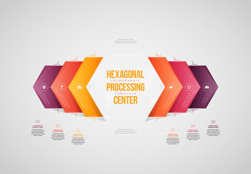 Hexagonal Center Processing Infographic