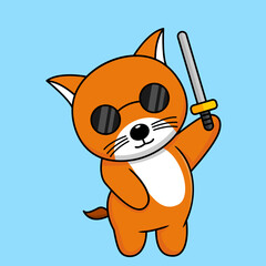 Cute orange cat character premium vector illustration
