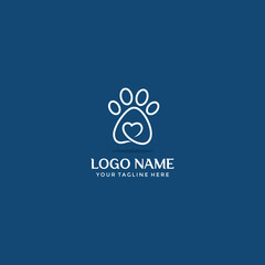 Heart symbol logo footprint branding. modern style color - vector. Love & Cat or Dog Paw Print, Pet Logo Design Template.