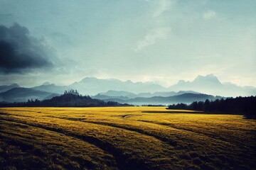 Obraz premium Sunrise in the mountains forest fog river clouds landscape wallpaper background