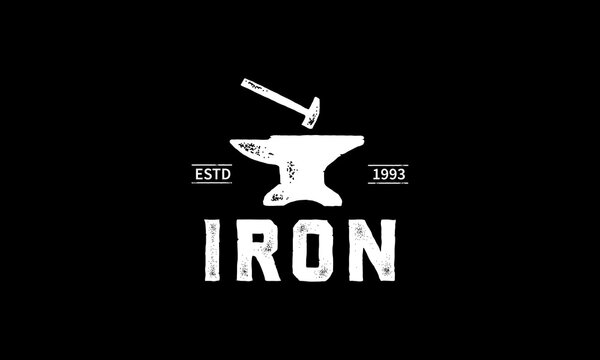 Iron vintage logo design, Isolated in White Background. Modern Design. Vector Illustration