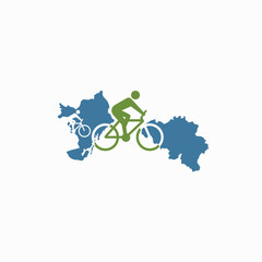 Fototapeta na wymiar cycle from Belgium to Spain, vector art. cyclist