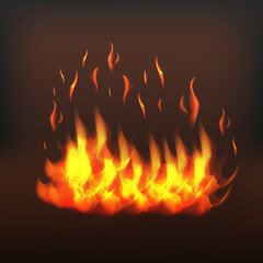 Realistic fire isolated on transparent background