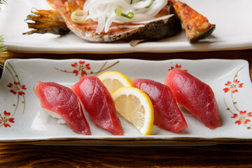 a wide variety of sushi