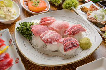 various kinds of sashimi