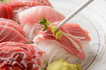 various kinds of sashimi
