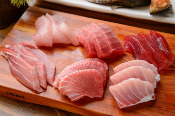 various kinds of sashimi
