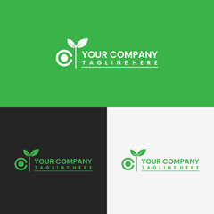 Abstract your company branding logo, with a green leaf icon