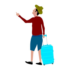 Traveler holding  luggage vector