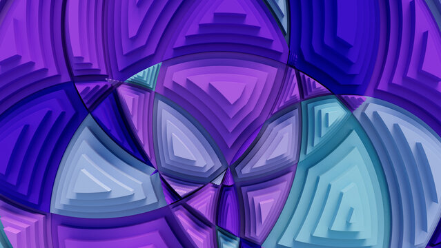 Purple and Turquoise Tech Background with a Geometric 3D Structure. Clean, Stepped design with Extruded Futuristic Forms. 3D Render.
