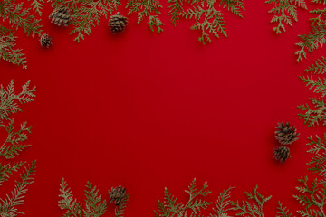 christmas background with christmas branches and balls