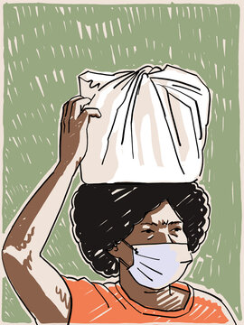 A  Zambian woman carrying a pot on her head for amatebeto