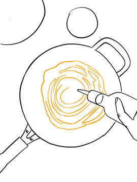 An Illustration of hands adding oil to a pot