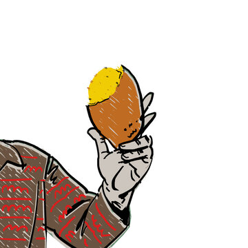 An Illustration of a hand holding a mango