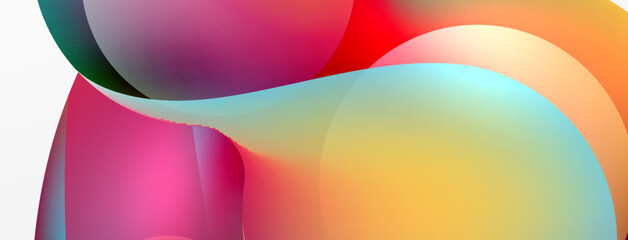 Fluid abstract background. Liquid color gradients composition. Round shapes and circle flowing design for wallpaper, banner, background or landing