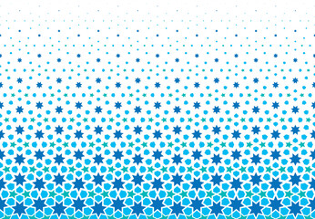 Geometric pattern of color figures on a white background. Seamless in one direction.SCALE method