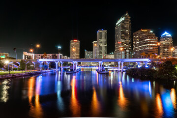 Fototapeta na wymiar Downtown Tampa Skyline At Night