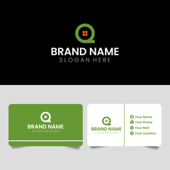 Abstract real estate company branding logo, with window icon inside the letter Q