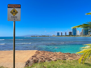 Warning signboard in a beach