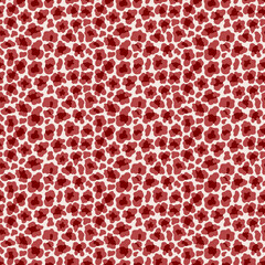 Cartoon red leopard hand-drawn seamless pattern vector illustration. Funny animal skin texture vector illustration. Panthera cats rosettes monochrome seamless pattern