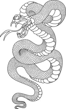 sticker snake tattoo style Cobra vector. snake cobra tattoo.Hand drawn Chinese snake. sticker snake cobra tattoo style Cobra vector. 