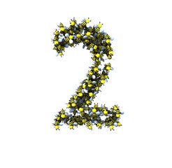 Bee Theemed Font - Number 2