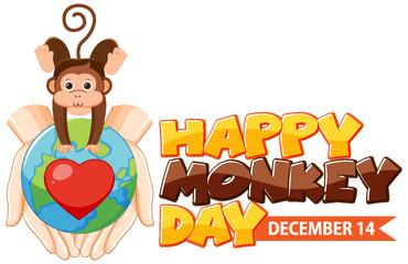 Monkey day text for banner or poster design