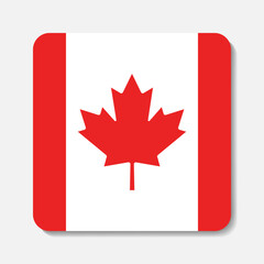 Flag of Canada flat icon. Square vector element with shadow underneath. Best for mobile apps, UI and web design.