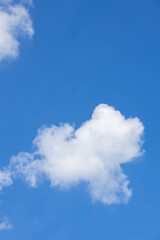 Fototapeta premium Clouds in the blue sky. Summer blue sky cloud gradient light white background. Beauty clear cloudy in sunshine calm bright winter air background. Gloomy vivid cyan landscape in environment day.