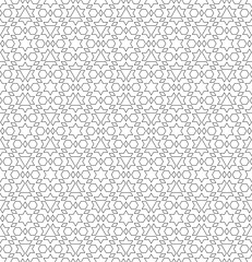 Seamless geometric ornament based on traditional islamic art. Black and white.