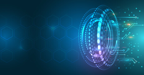 Hi-tech communication illustration on a blue background. 5G high-speed information transmission technology. The global wireless standard concept.
