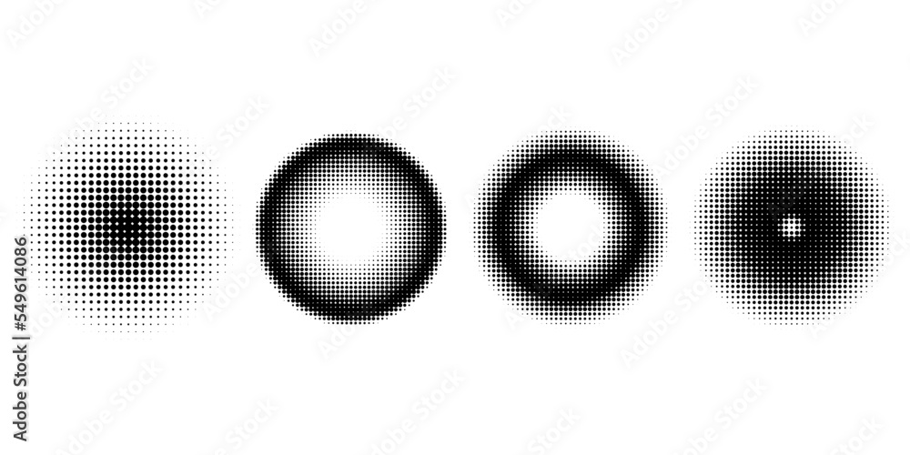 Poster set circles dot helftone. wave pattern. gradient background set. round shape. vector illustration. s