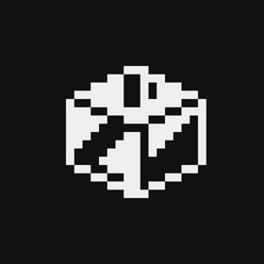 Fototapeta premium Ice cube emoji, abstract logo pixel art icon. Design for logo, sticker, mobile app, website, badges and patches. 1-bit sprite. Isolated vector illustration.