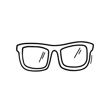 recommend clip art: Simple hand drawn line sunglasses. Doodle illustration isolated on white background. Vector glasses. Black and white Icon